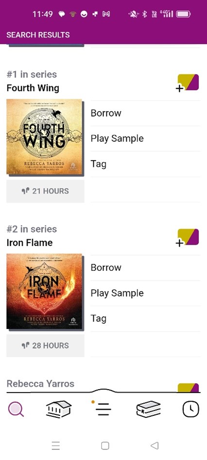 eAudiobooks Fourth Wing and Iron Flame