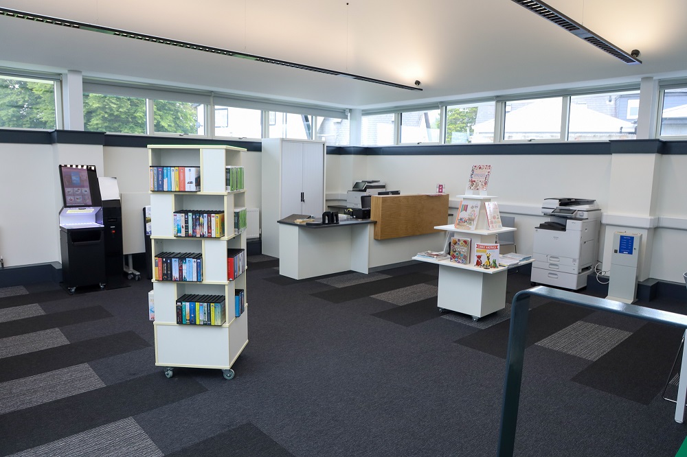 Bessbrook Library interior, reception area