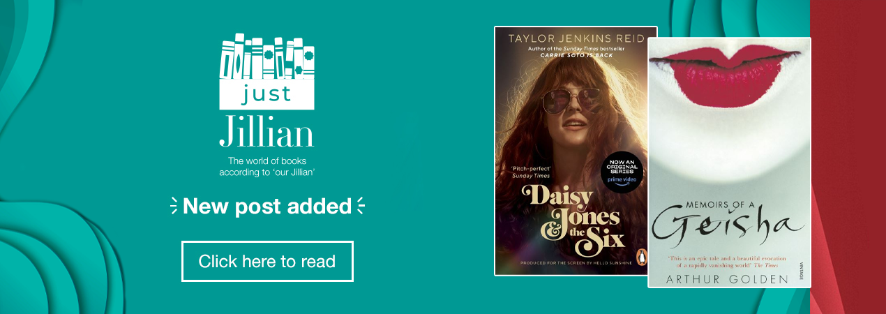 Home page banner showing book titles featured in the latest Just Jillian post published on 1st April 2026 - read more