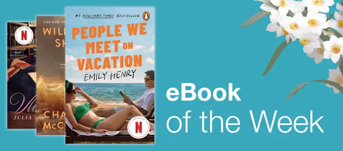 Small banner showing the e-Book of the Week which is People We Meet on Vacation by Emily Henry