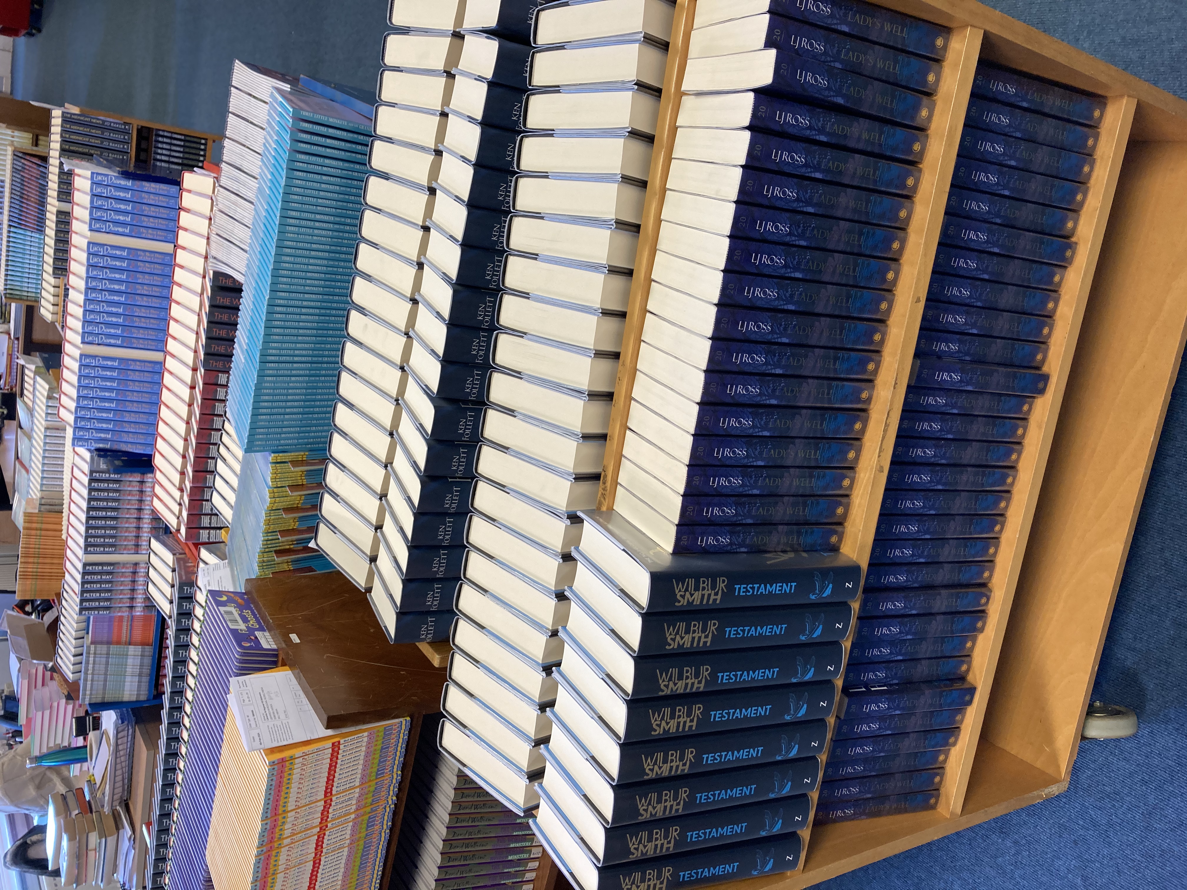 Trollies full of new books