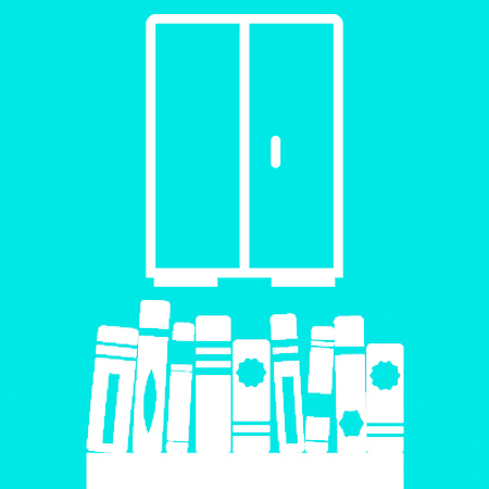 An icon of a wardrobe and books