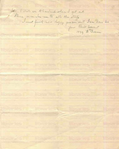 BRO 002. Letter from Brown to Elliott 17 November 1915. Rouen, France. Signaller, camp, meets Freeland. Page two of two. 