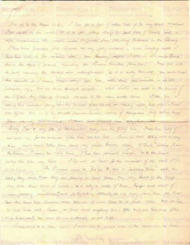 McC 006. Letter from McCausland to Elliott 19 November 1915. France. Trenches, 'no man's land', war effort, volunteers and conscripts. Page two of four. 