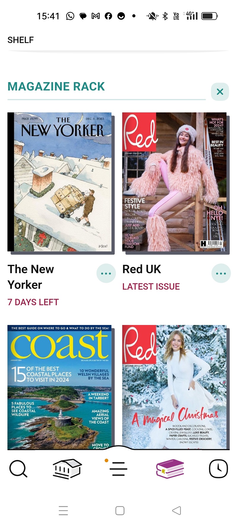 Magazine Rack in the Libby app