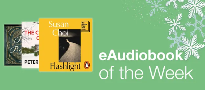 Small banner showing the e-Audiobook of the Week which is Flashlight by Susan Choi