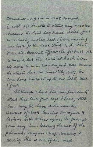 COU 006. Letter from Coulson to Elliott 6 November 1914. Dublin. Inoculations, injured heel, officer training, mass for officer killed in action. Page two of four. 
