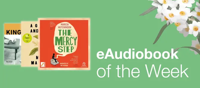 Small banner showing the e-Audiobook of the Week which is The Mercy Step by Marcia Hutchinson