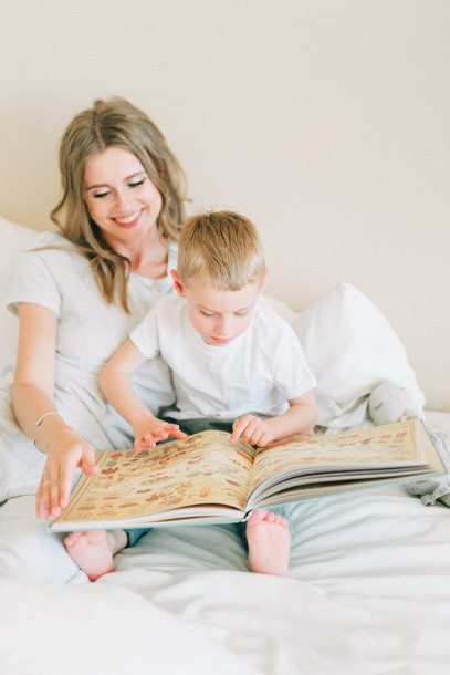 Parent and child reading together