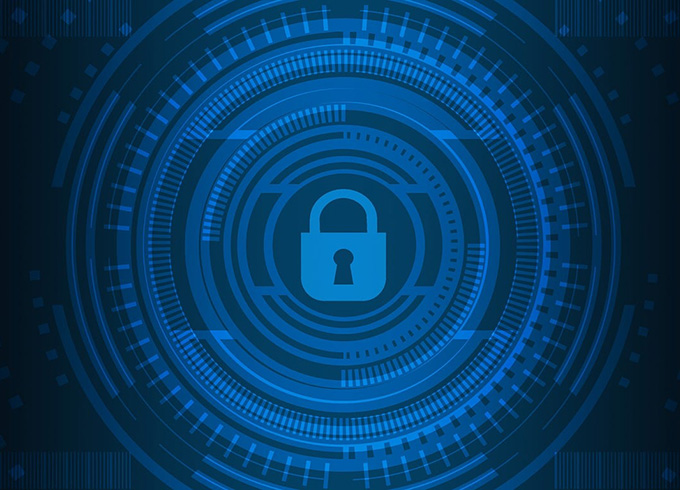Feature tile with a picture of a padlock to symbolise cyber security