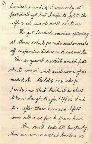 BRO 001. Letter from Brown to Elliott 17 November 1915. Training in Antrim. Page four of ten.