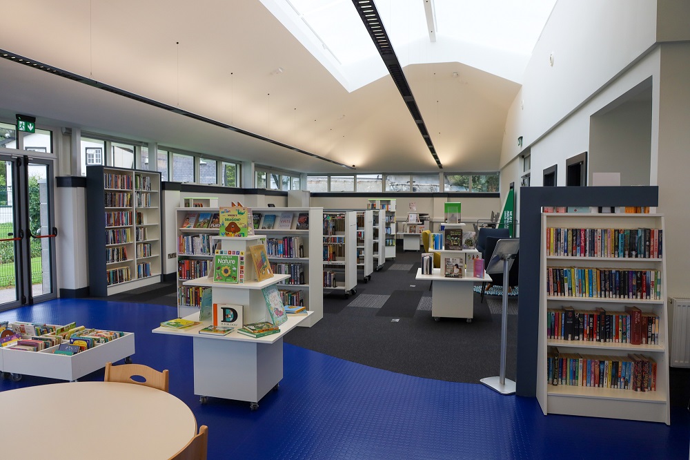Bessbrook Library interior, lots of books on display