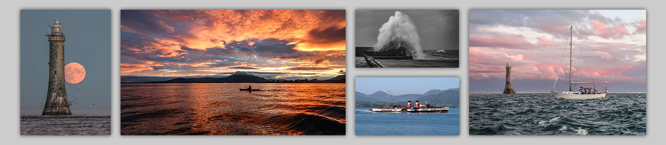 A collage of photos including a lighthouse and sea vessels