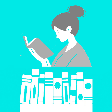 An image of a woman reading a book