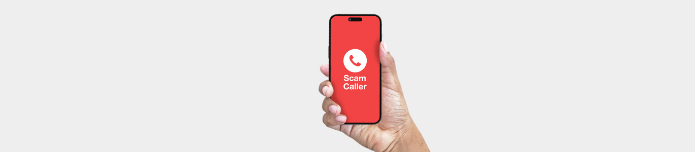 Mobile phone with Scam Caller on the screen