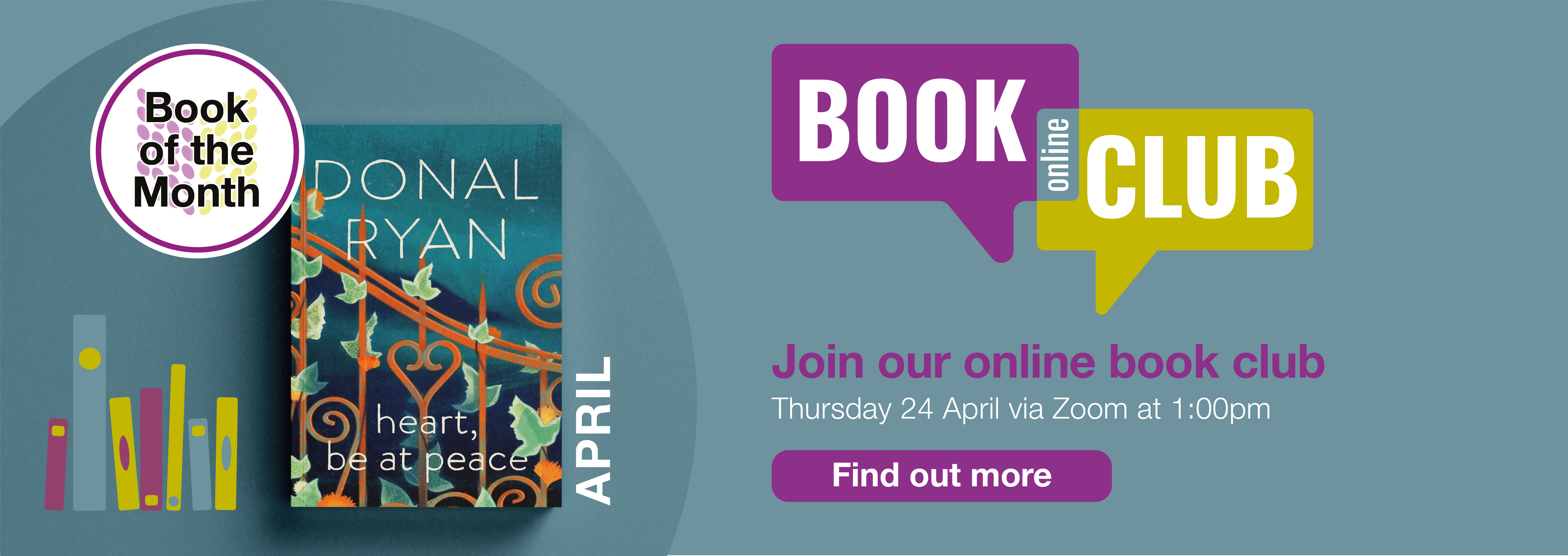 Home page banner 6 - Join our Book Club in April 2025. Find out more