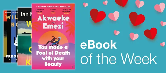 Small banner showing e-Book of the Week which is You Fool of Death with Your Beauty by Akwaeke Emezi
