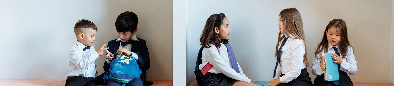 Children in school uniforms