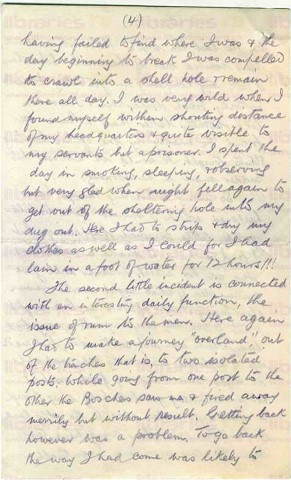 COU 029. Letter from Coulson to Elliott 22 January 1916. France. Trenches. Page four of six. 