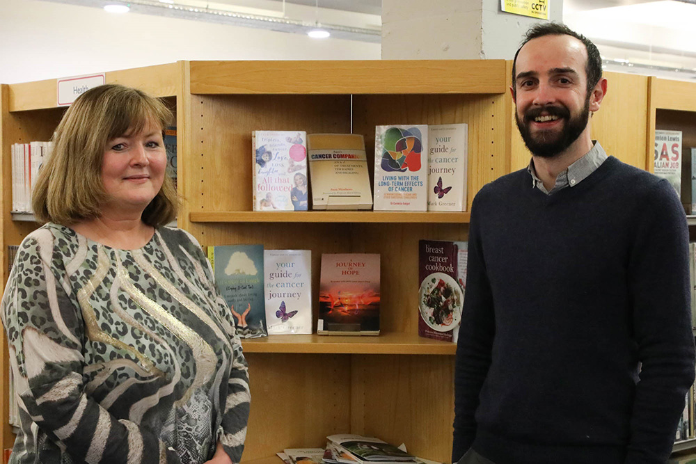 Andrea Warwick, Employment Officer with Amh New Horizons met with Libraries NI District Manager Michael Fry, ahead of the Lisburn City Library Health Fair on Friday 24 February.