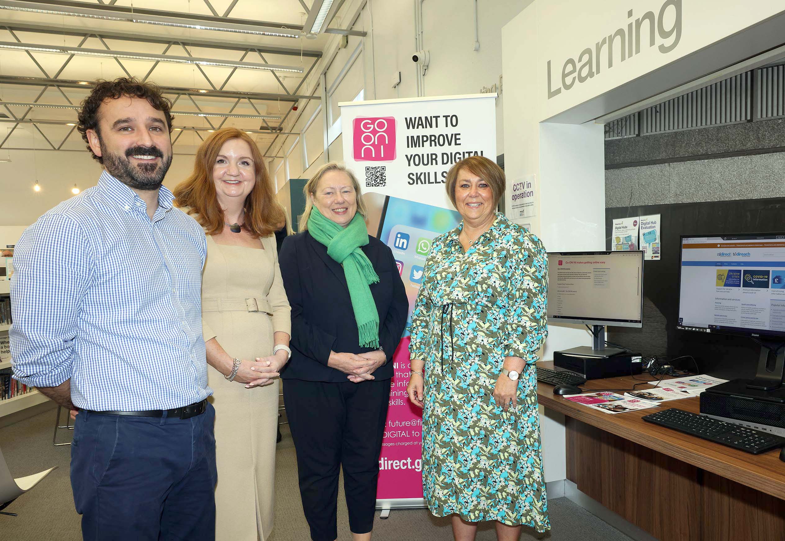 Paul Kelly (Senior Services Manager, Libraries NI), Head of the Civil Service Jayne Brady, Adrienne Adair (Director of Library Services, Libraries NI), Kim Aiken (Deputy Head of Services, Libraries NI)
