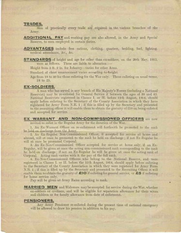 ADM 010. His Majesty's Army Pay leaflet 15 June 1915. Page two of four. 