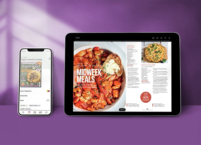 Feature tile showing e-Mag of the Week which is Vegan Food magazine