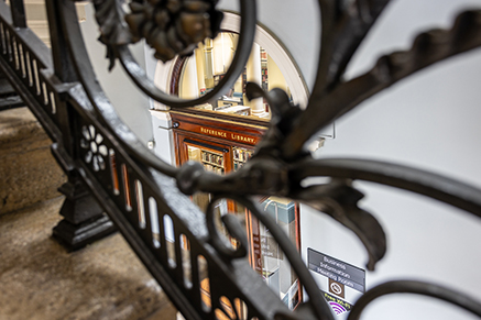 View through the stairs railing