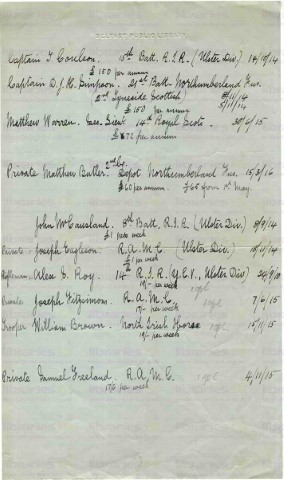 ADM 006. Members of Staff at War document 1 April 1916. Page one of one. 