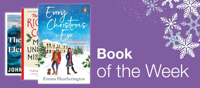Small banner showing the Book of the Week which is Every Christmas Eve by Emma Heatherington