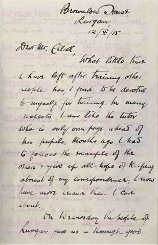 COU 013. Letter from Coulson to Elliott 12 May 1915. Lurgan. Gymkhana, injured, Simpson. Page one of four. 