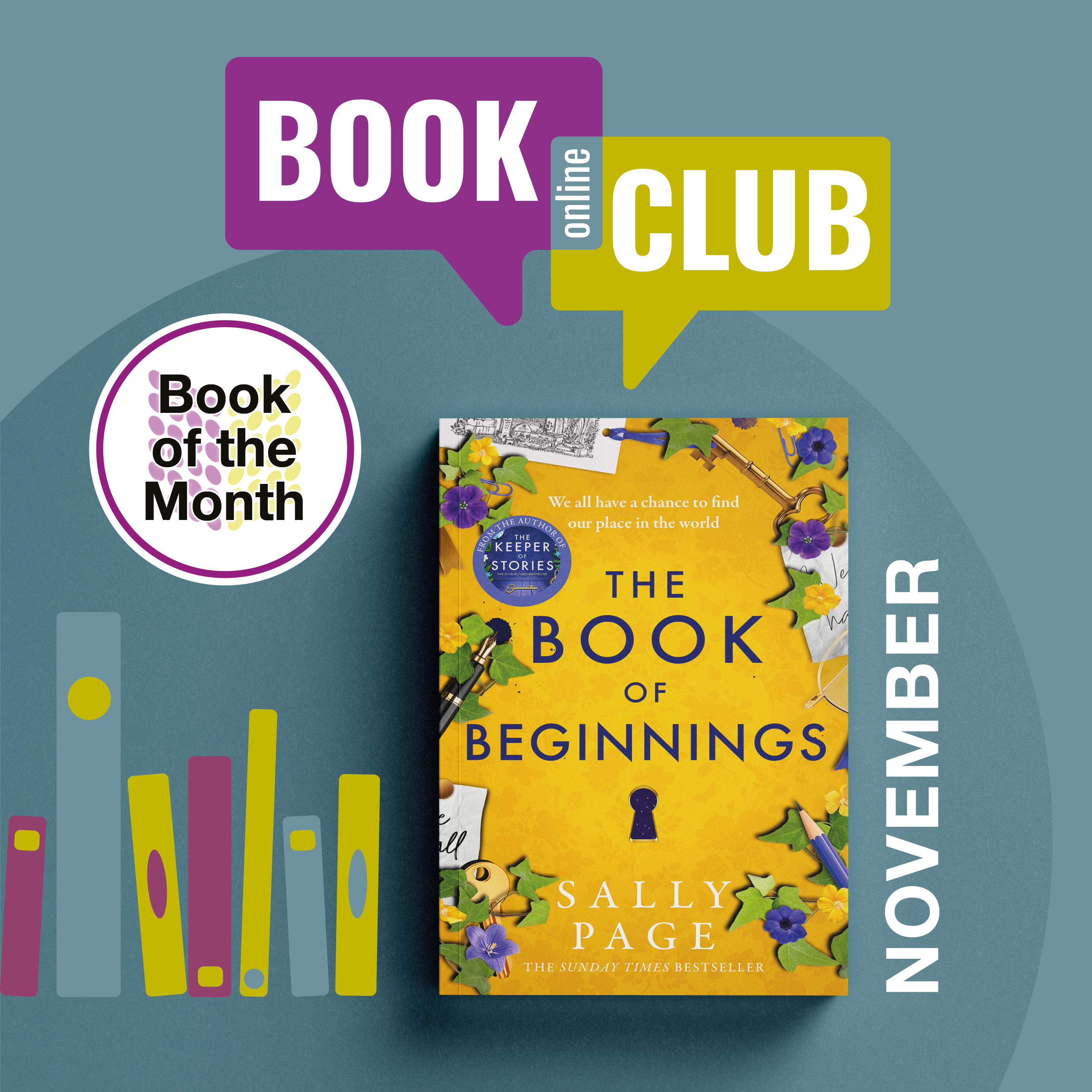 The Online Book Club's Book of the Month for November is The Book of Beginnings by Sally Page