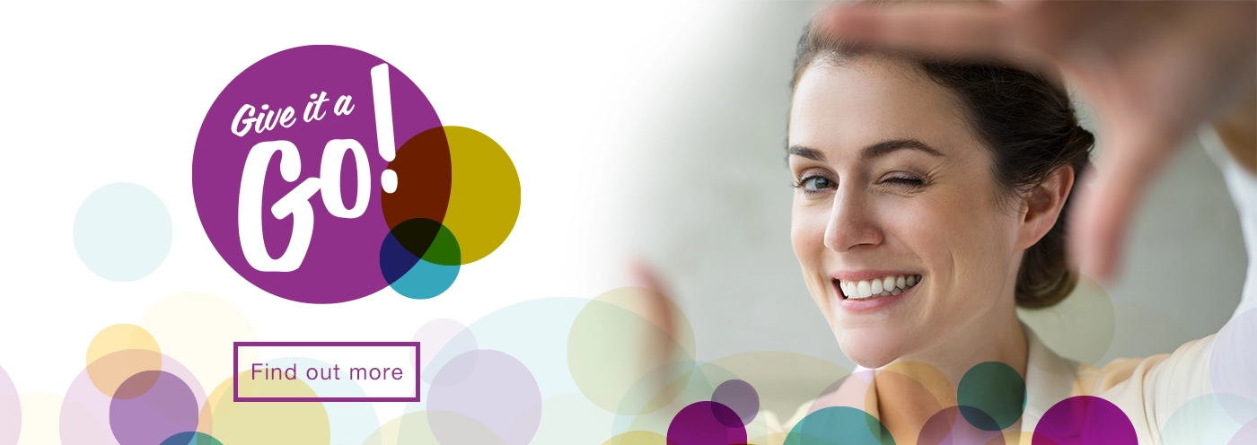 Home page banner about Give It A Go events 2026 in libraries across Northern Ireland, click for more information