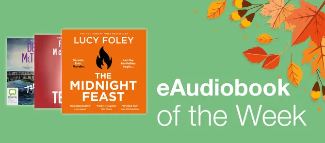 small banner showing the e-Audiobook of the Week which is The Midnight Feast by Lucy Foley
