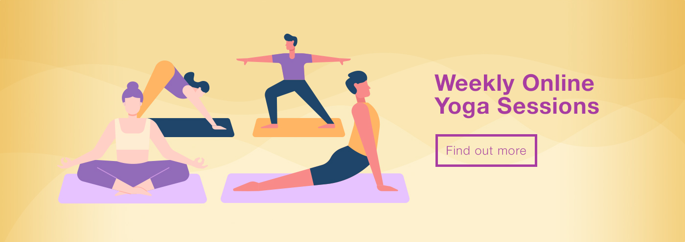 Home page banner 4 - Weekly Online Yoga Sessions. Find out more