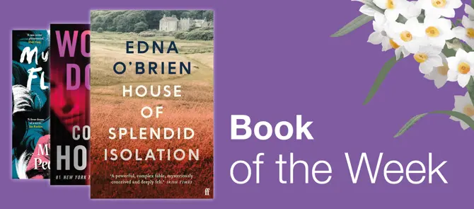 Small banner showing Book of the Week which is House of Splendid Isolation