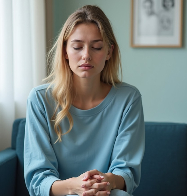 A young woman suffering from anxiety