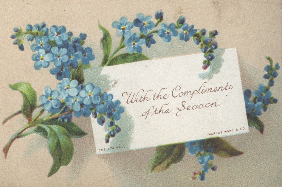 With the compliments of the Season written on a card