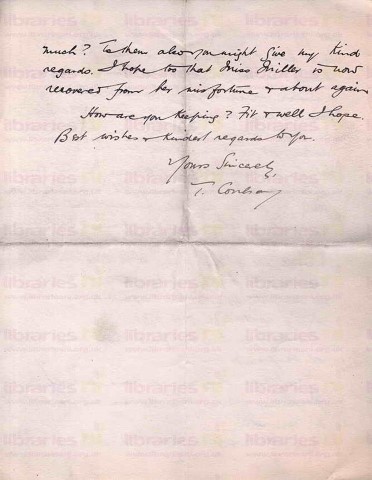 COU 041. Letter from Coulson to Goldsbrough 29 June 1917. France. Trenches, Scilley, Americans and other nationalities. Page four of four. 
