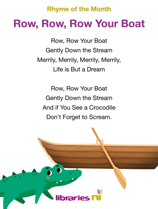 Rhyme of the Month is Row, Row, Row Your Boat