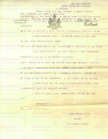 BUT 017. Letter from Butler to Town Solicitor [John McCormick] 27 September 1917. Leeds. Army reserve, Leeds Tramways, wages. Page two of two. 