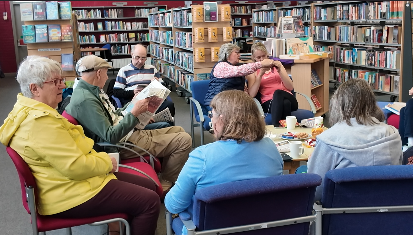 Pic: Members of Rathcoole Library’s Tea and Newspaper group enjoy coming together each week to read, chat and stay connected within their local community.