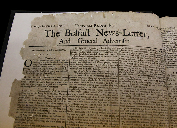 Feature tile 3 - an old Belfast News-Letter newspaper