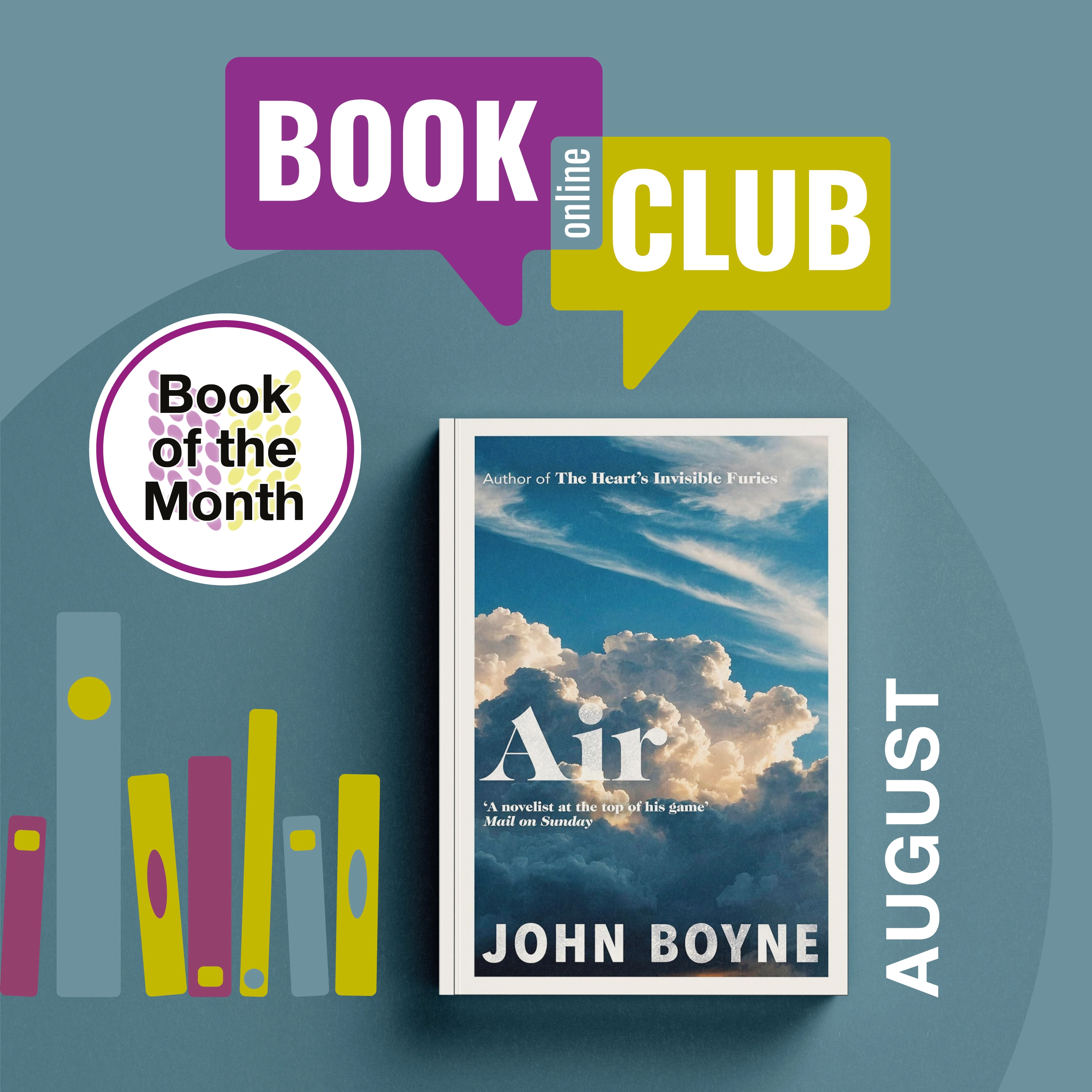 The Online Book Club in August features 'Air' by John Boyne