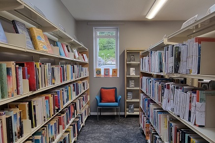 Books On Rows Of Shelves