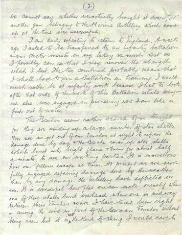 COU 028. Letter from Coulson to Elliott 5 December 1915. France. Trenches. Page two of four. 