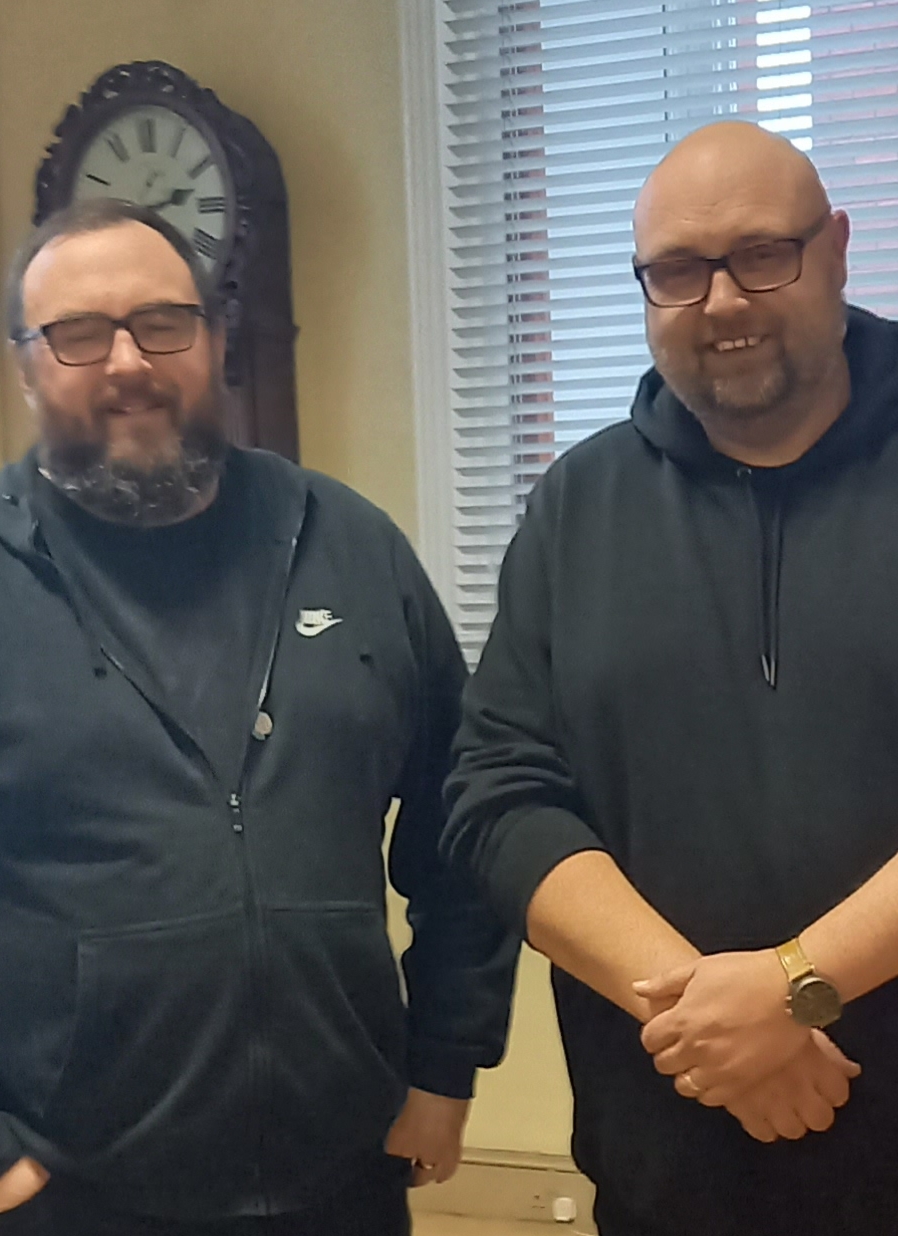 Stuart Neville (on left) with Steve Cavanagh (on right)